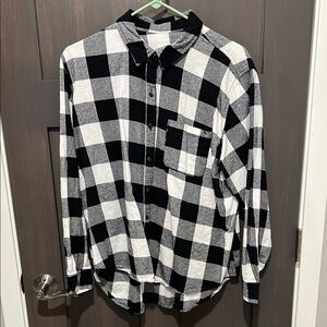 Black and White Checkered Women’s Flannel Shirt